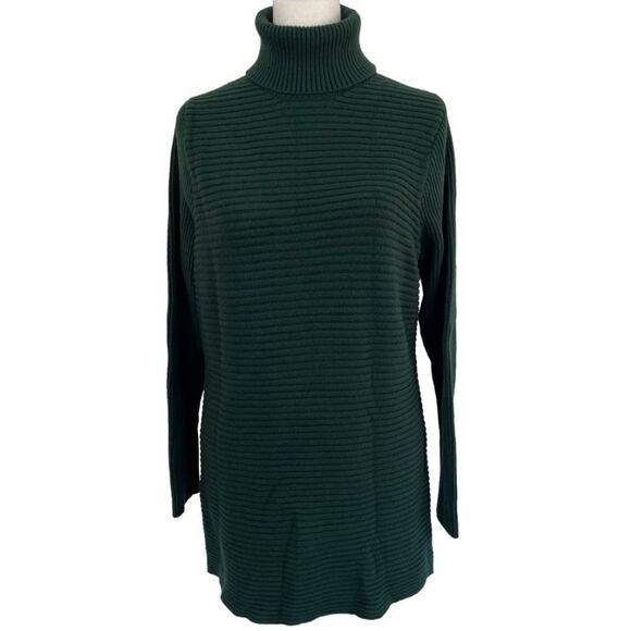 Devotion by Cyrus Turtleneck Ribbed tunic sweater, Pine Green, size M - Picture 2 of 8
